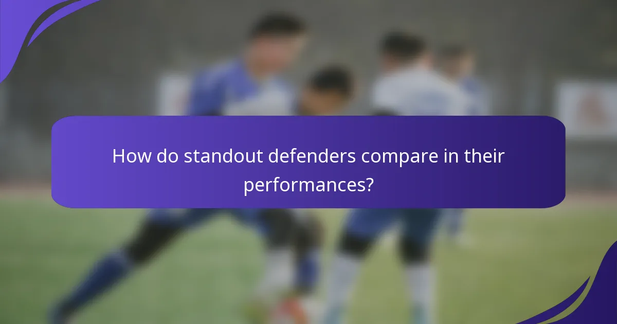 How do standout defenders compare in their performances?